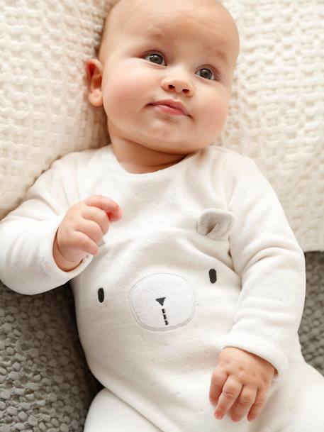 Ecorresponsables-Bebé-Pijamas-Pelele de terciopelo «Oso» para bebé