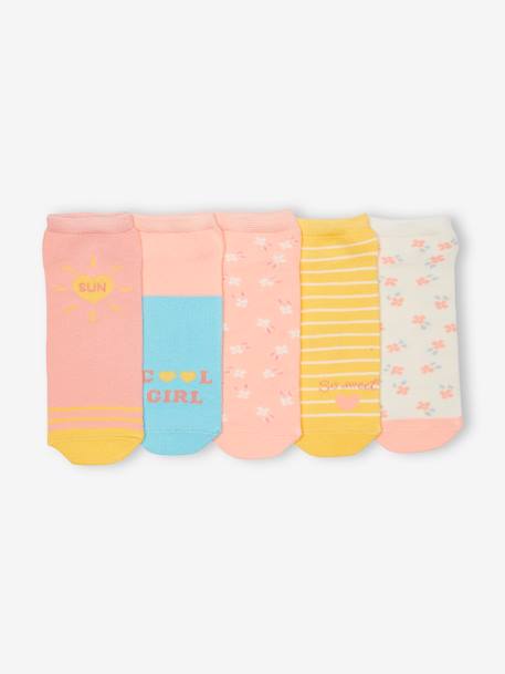 Pack de 5 pares de calcetines cortos para niña amarillo 