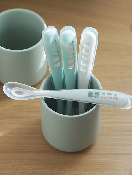 4 Cucharas para bebé 1ª edad BEABA Soft sin BPA - verde sauce