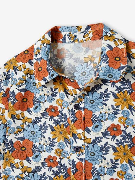 Camisa de manga corta con estampado de flores para niño crudo 