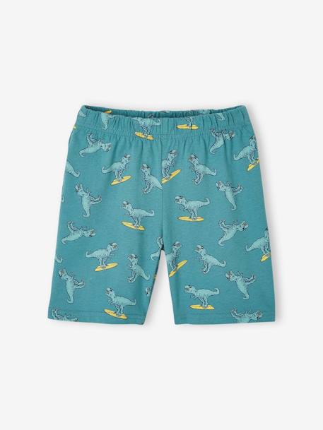 Pijama con short con estampado de Dinosaurio surfista para niño verde azulado 