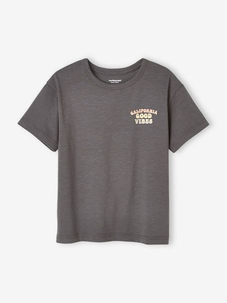 Camiseta con motivo gigante detrás para niño gris+mostaza 