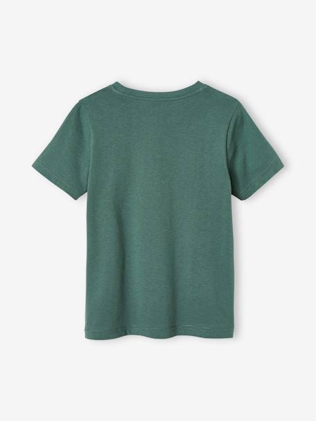 Camiseta animal de algodón orgánico para niño azul claro+verde sauce 