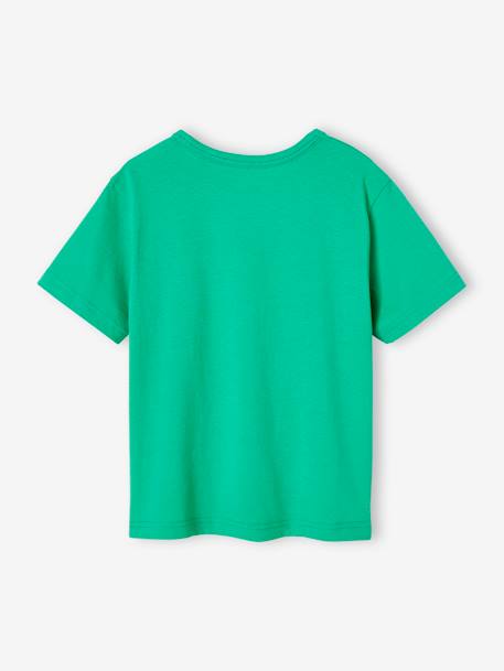 Camiseta con motivo gigante y detalles de tinta con relieve para niño azul azur+verde 