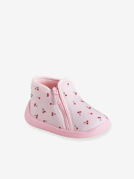 Zapatillas de casa con cremallera para bebé, fabricadas en Francia rosa 
