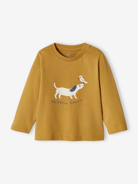 Pack de 2 camisetas básicas con motivo de animal y a rayas para bebé bronce 