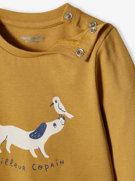 Pack de 2 camisetas básicas con motivo de animal y a rayas para bebé bronce 