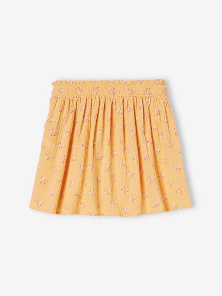 Falda a color de gasa de algodón, para niña amarillo pálido+azul grisáceo+coral+pistacho+rosa 