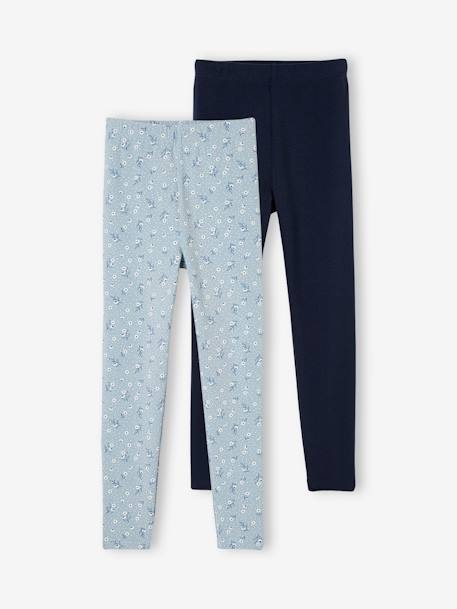Pack de 2 leggings surtidos para niña avellana+azul marino+coral 