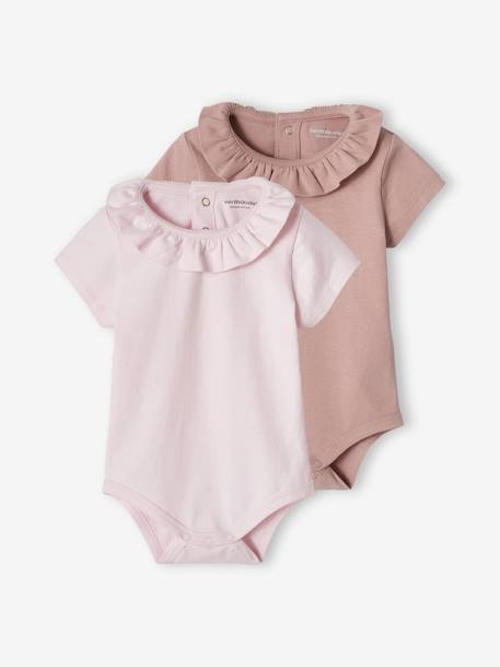 Bebé-Camisetas-Camisetas-Pack de 2 bodies de manga corta para bebé, con cuello fantasía