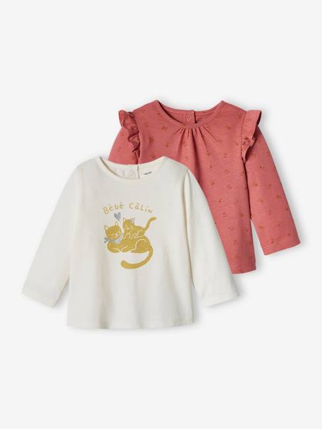 camisetas-Bebé-Pack de 2 camisetas básicas de manga larga para bebé