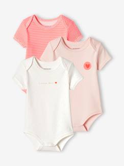 Pijamas y bodies bebé-Lote de 3 bodies con sisas americanas «Corazón» para bebé