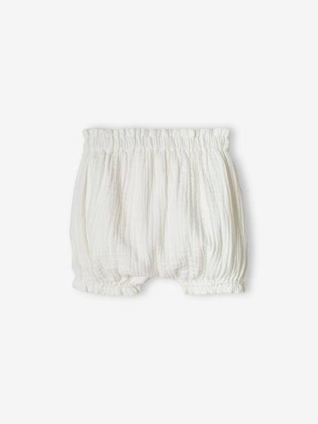 Lote de 2 pantalones bombachos de gasa de algodón para bebé blanco+coral 