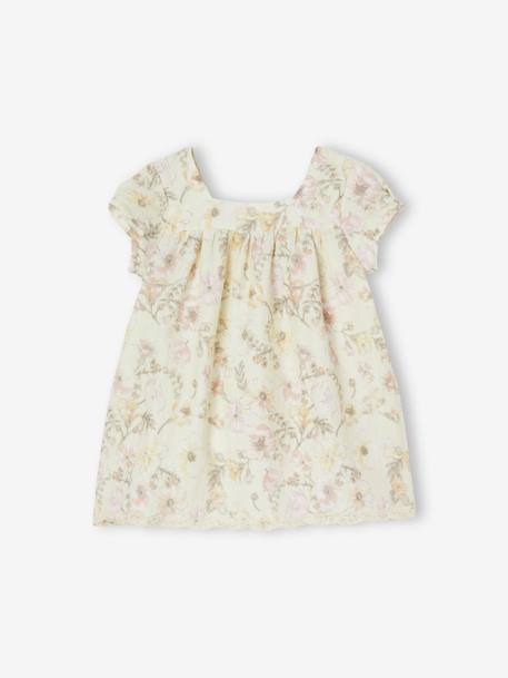 Vestidos-Bebé-Vestido de manga corta con estampado de flores para bebé