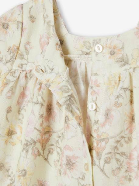 Vestido de manga corta con estampado de flores para bebé crudo 