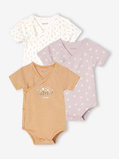 Pijamas y bodies bebé-Pack de 3 bodies de manga corta con abertura de recién nacidos para bebé