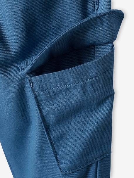 Pantalón cargo para bebé azul jeans+VERDE MEDIO LISO 
