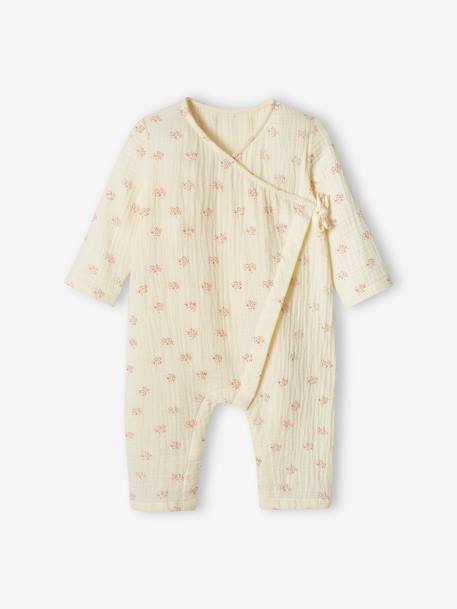 Pijamas y bodies bebé-Bebé-Pijamas-Pelele cruzado de gasa de algodón con abertura de recién nacidos para bebé