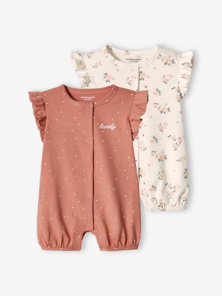 Pijamas y bodies bebé-Bebé-Pijamas-Pack de 2 mono short «Lovely» para bebé