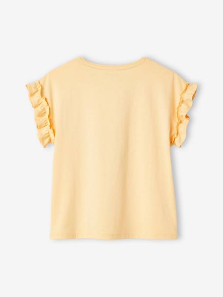Camiseta con motivo irisado y manga corta con volantes para niña amarillo pálido+azul marino+crudo+malva 