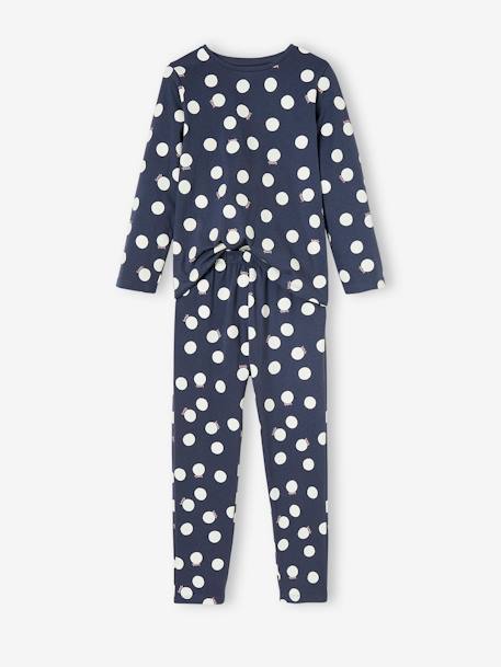 Pijama de lunares para niña azul marino 