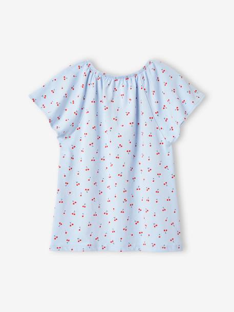 Camiseta estampada con mangas mariposa, para niña azul claro 