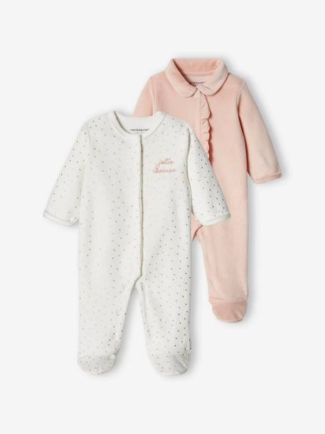 Bebé-Pijamas-Pack de 2 peleles «Corazón» de terciopelo para bebé
