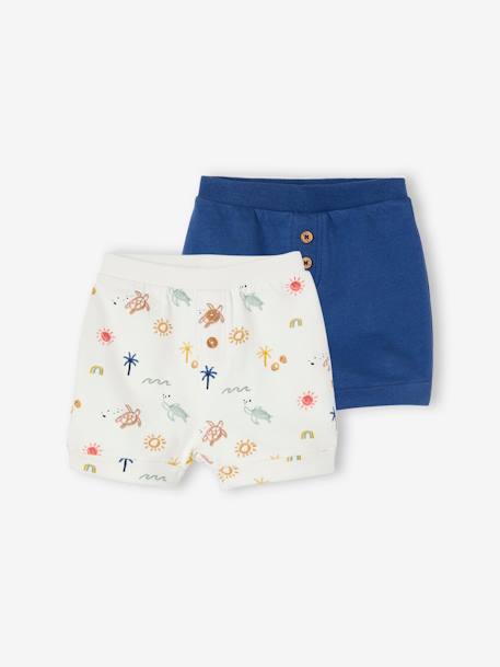 Pack de 2 shorts de felpa para bebé azul eléctrico+verde agua 