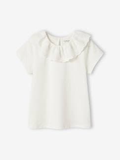 camisetas-Niña-Camisetas-Camiseta con cuello de bordado inglés para niña
