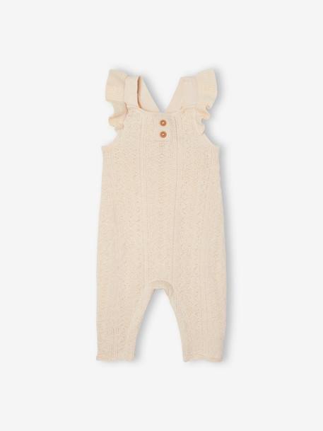 Conjunto para bebé: peto de tricot y gorro crudo 