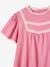Camiseta estilo blusa con detalles de punto calado para niña rosa chicle 