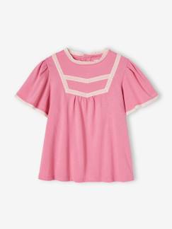 -Camiseta estilo blusa con detalles de punto calado para niña