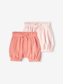 Bebé-Shorts-Lote de 2 pantalones bombachos de gasa de algodón para bebé