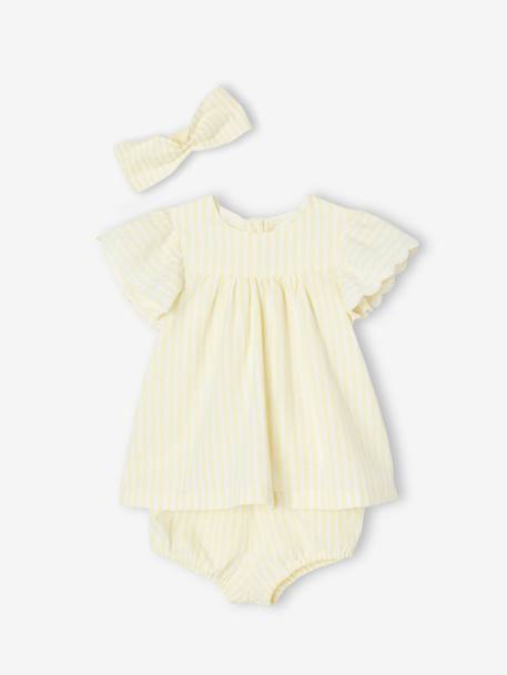 Conjuntos-Bebé-Conjunto de 3 prendas para bebé: Vestido + pantalón bombacho + cinta del pelo