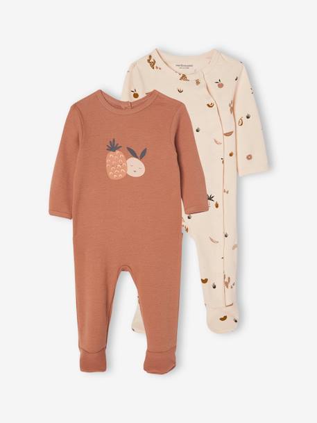 Pijamas y bodies bebé-Bebé-Pack de 2 peleles «frutas» para bebé