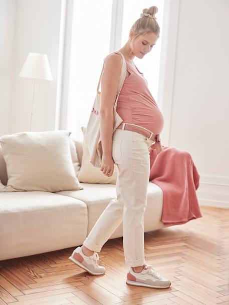 Pantalón estilo «mom» con banda sin costuras para embarazo crudo 