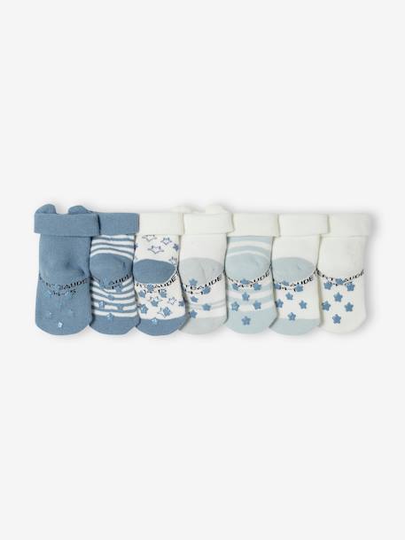 Pack de 7 pares de calcetines «estrellas y zorros» para bebé azul 