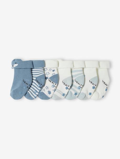Lote de 7 pares de calcetines «estrellas y zorros» para bebé azul 