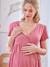 Vestido cruzado de dos tejidos para embarazo y lactancia rosa viejo 