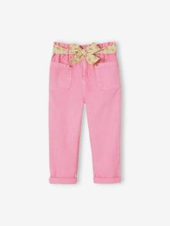 Pantalones y Vaqueros-Pantalón pesquero «paperbag» con cinturón de flores para niña