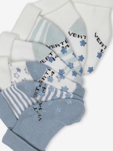 Pack de 7 pares de calcetines «estrellas y zorros» para bebé azul 