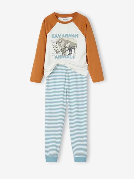 Pijama de mangas raglán con rinoceronte para niño crudo 