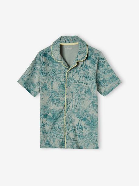 Pijama con short con estampado de jungla para niño verde sauce 