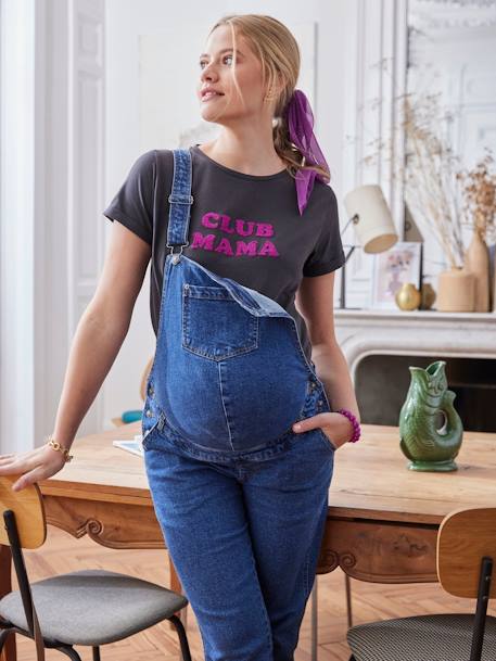 Camiseta personalizable, con mensaje de algodón orgánico, para embarazo gris oscuro+rosa viejo 