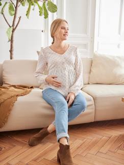 Ropa Premamá-Blusas y camisas embarazo-Blusa con estampado de lunares para embarazo y lactancia