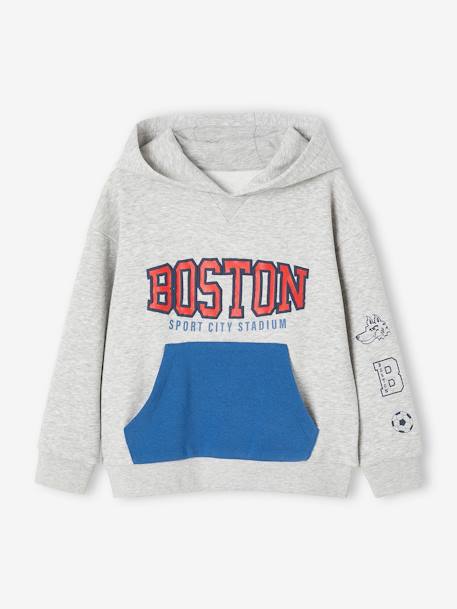 Sudadera deportiva con capucha y motivo del equipo de Boston para niño gris jaspeado 