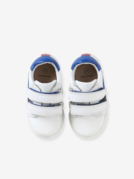 Zapatillas deportivas de piel con autoadherentes para bebé blanco Vertbaudet