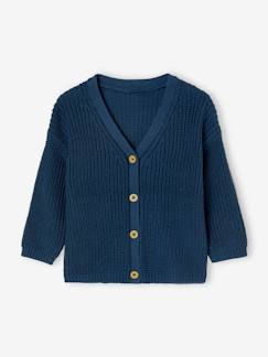 Bebé-Sudaderas, jerséis y chaquetas de punto-Chaquetas de punto-Chaqueta para bebé de punto perlé con cuello de pico