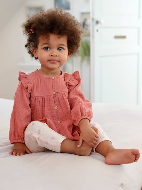 Bebé-Blusa de gasa de algodón con volantes para bebé