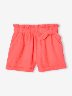 Niña-Shorts y bermudas-Short de gasa de algodón estilo "paperbag" niña